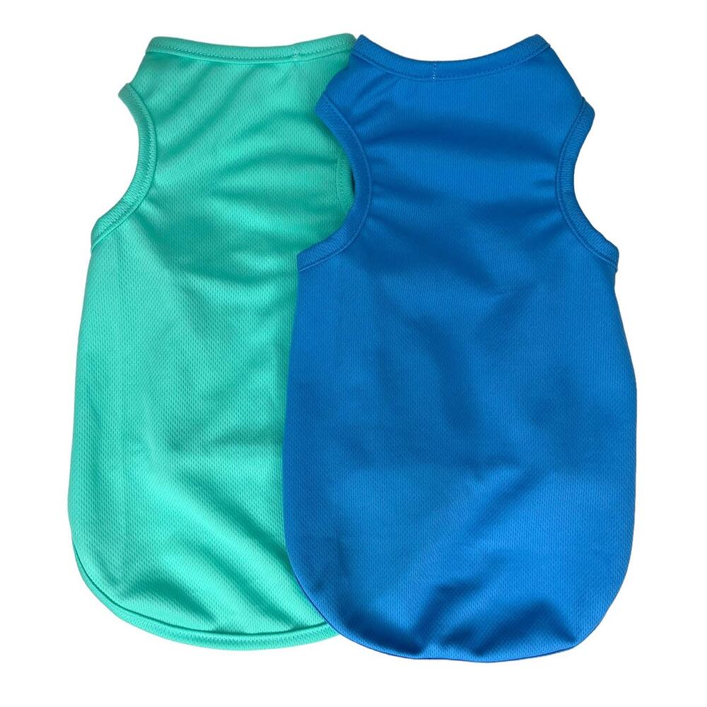 Dog Clothing Bundle Teal and Blue Tank Tops Size Large